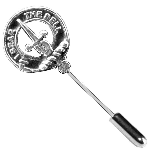 Bell Clan Crest Stick or Cravat pin, Sterling Silver