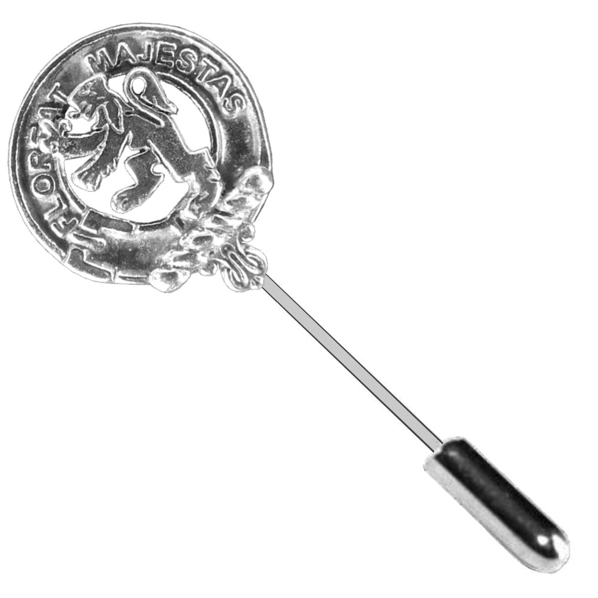 Brown Clan Crest Stick or Cravat pin, Sterling Silver