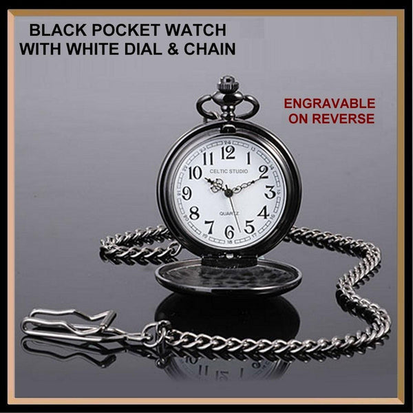 Powers Irish Coat of Arms Black Pocket Watch