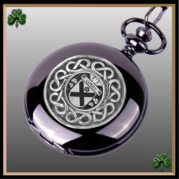 Corry Irish Coat of Arms Black Pocket Watch