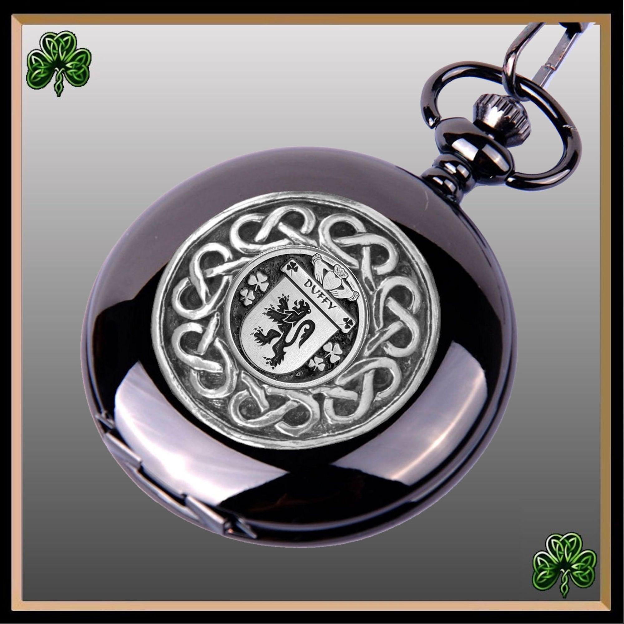 Duffy Irish Coat of Arms Black Pocket Watch