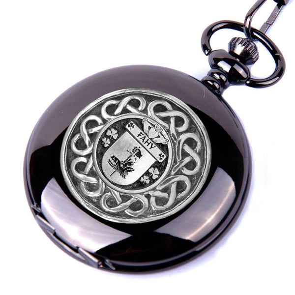 Fahy Irish Coat of Arms Black Pocket Watch