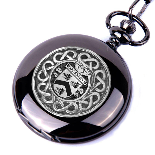 Mulrooney Irish Coat of Arms Black Pocket Watch