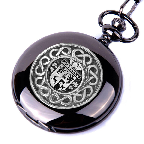 Sullivan Irish Coat of Arms Black Pocket Watch