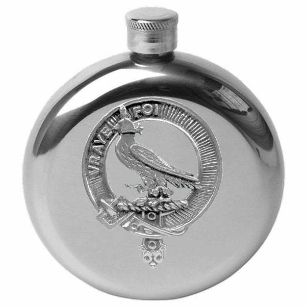 Boswell 5 oz Round Clan Crest Scottish Badge Flask