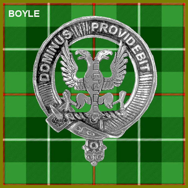 Boyle 5 oz Round Clan Crest Scottish Badge Flask