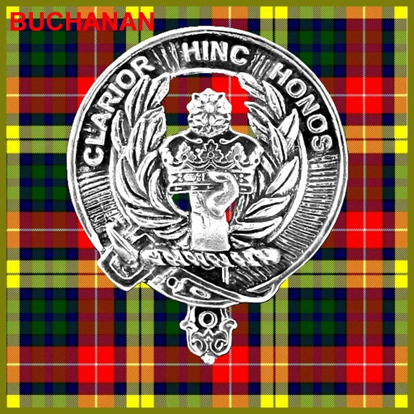 Buchanan 5oz Round Scottish Clan Crest Badge Stainless Steel Flask
