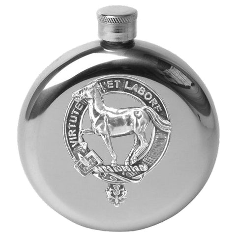 Cochrane 5 oz Round Clan Crest Scottish Badge Flask