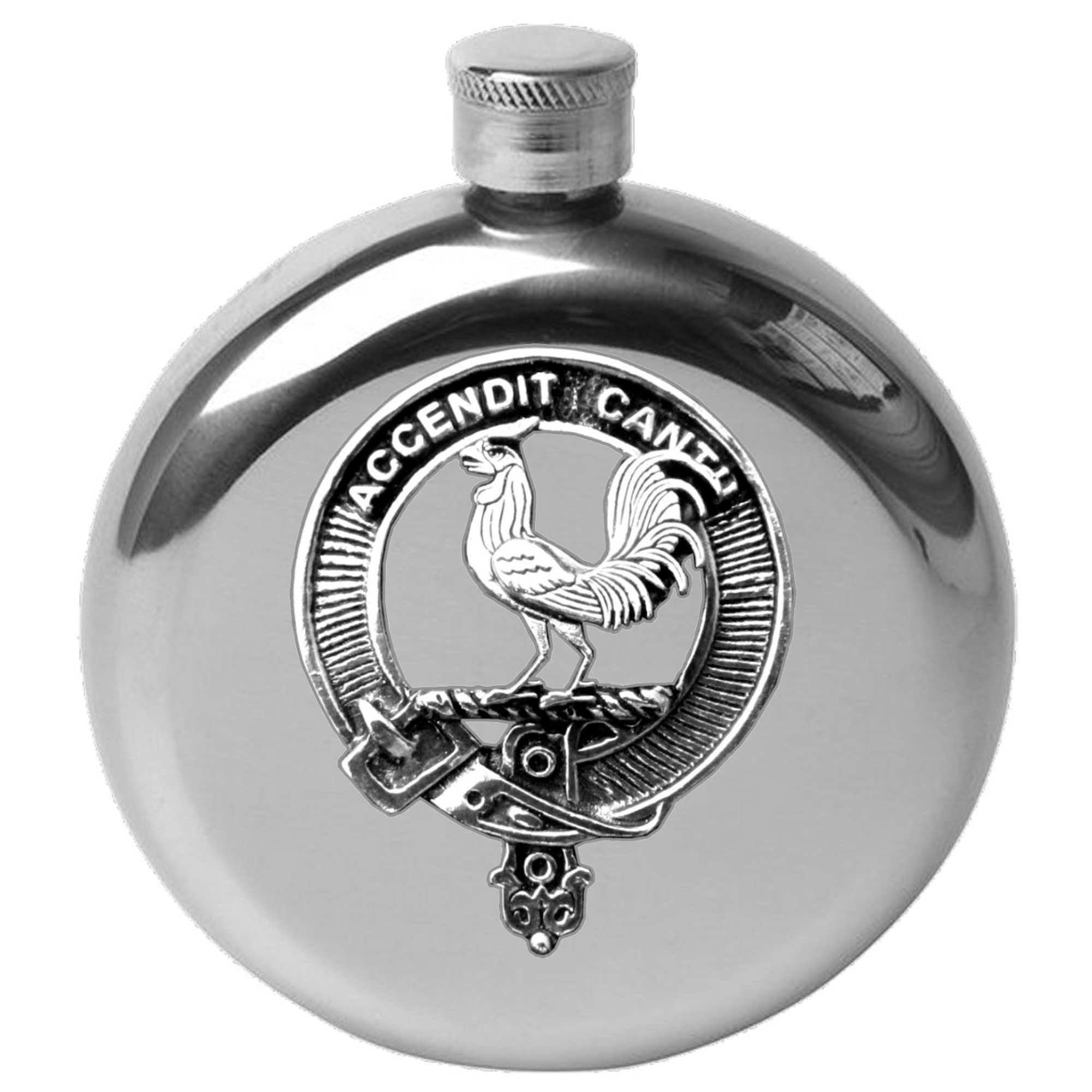 Cockburn 5 oz Round Clan Crest Scottish Badge Flask