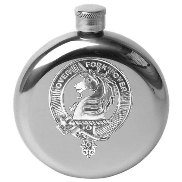 Cunningham 5 oz Round Clan Crest Scottish Badge Flask