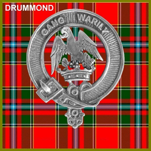 Drummond 5 oz Round Clan Crest Scottish Badge Flask