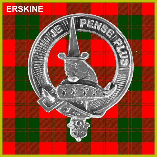 Erskine 5 oz Round Clan Crest Scottish Badge Flask