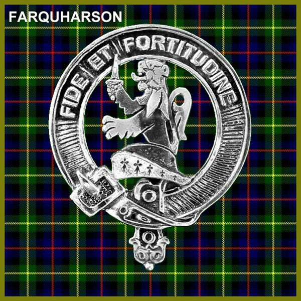 Farquharson 5 oz Round Clan Crest Scottish Badge Flask