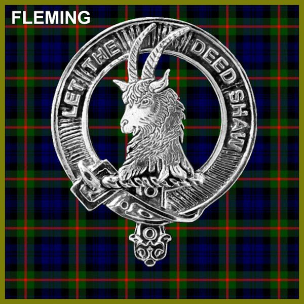 Fleming 5 oz Round Clan Crest Scottish Badge Flask