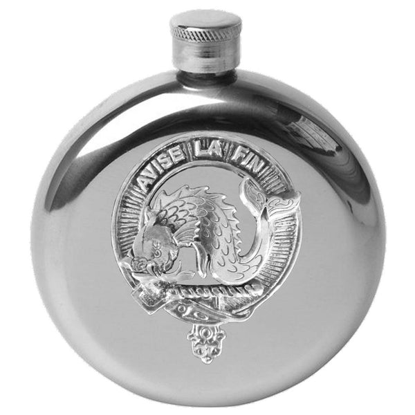 Kennedy 5 oz Round Clan Crest Scottish Badge Flask