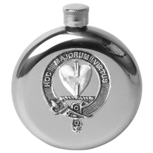 Logan 5oz Round Scottish Clan Crest Badge Stainless Steel Flask