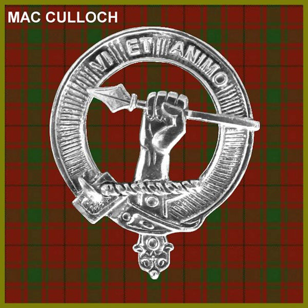 MacCulloch 5 oz Round Clan Crest Scottish Badge Flask