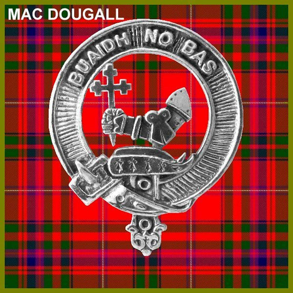 MacDougall 5 oz Round Clan Crest Scottish Badge Flask