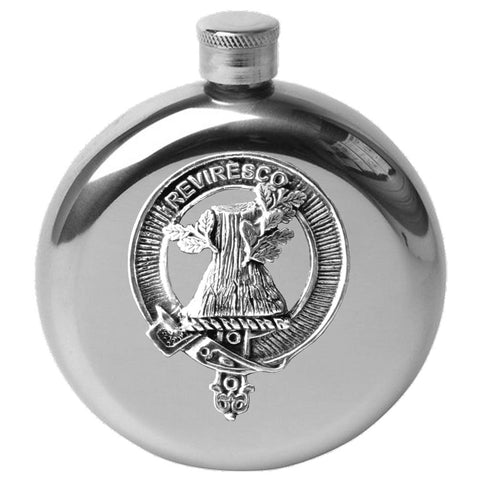 MacEwen 5 oz Round Clan Crest Scottish Badge Flask