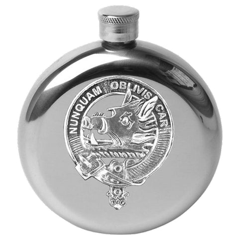 MacIver 5 oz Round Clan Crest Scottish Badge Flask