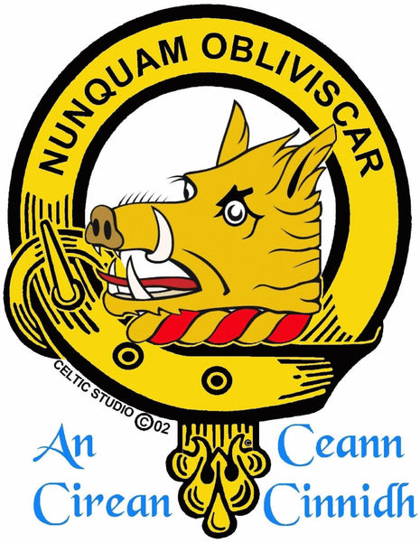 MacIver 5 oz Round Clan Crest Scottish Badge Flask