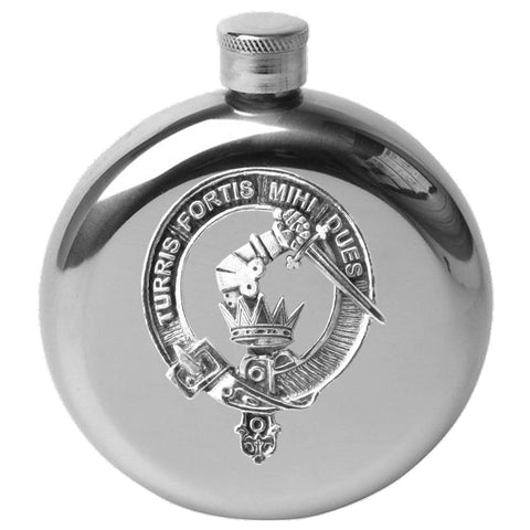 MacQuarrie 5 oz Round Clan Crest Scottish Badge Flask