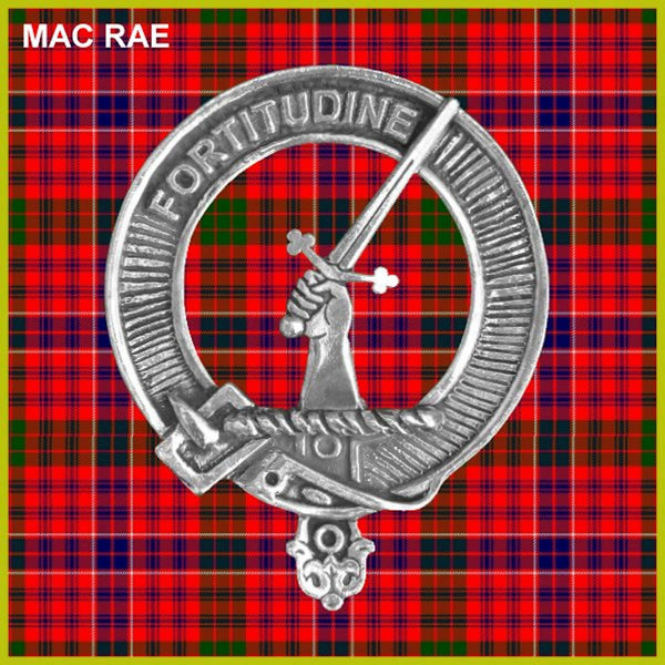 MacRae 5 oz Round Clan Crest Scottish Badge Flask