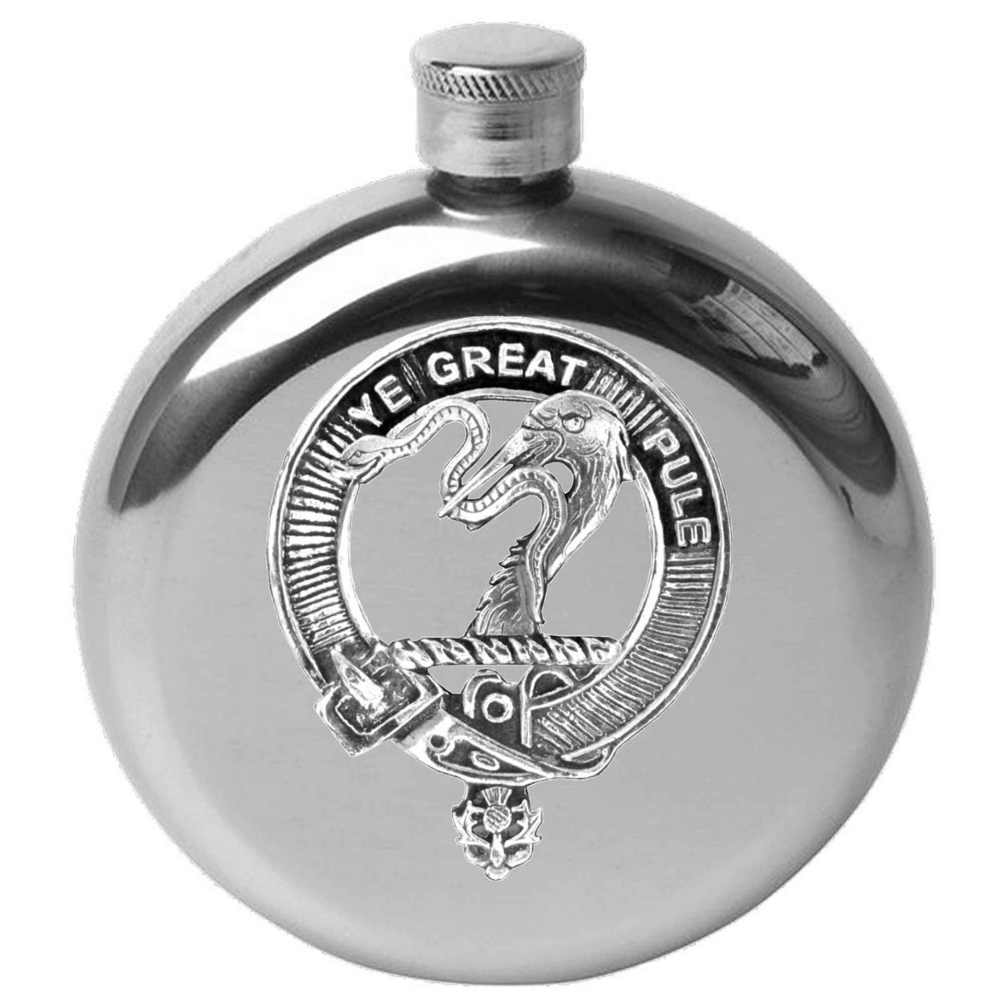 Mercer 5 oz Round Clan Crest Scottish Badge Flask