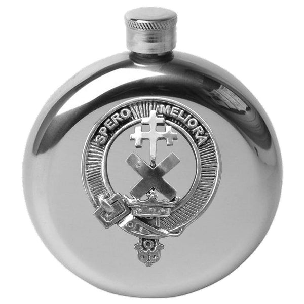 Moffatt 5 oz Round Clan Crest Scottish Badge Flask