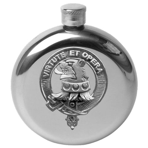 Pentland 5 oz Round Clan Crest Scottish Badge Flask