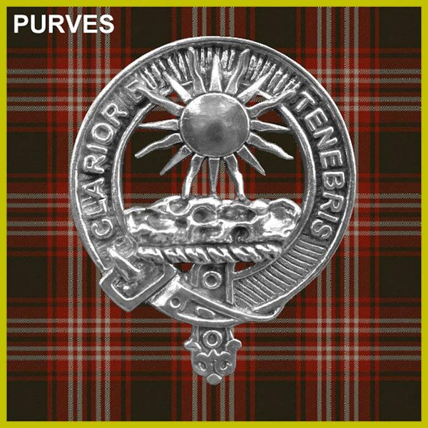 Purves 5 oz Round Clan Crest Scottish Badge Flask