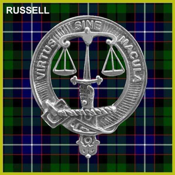 Russell 5 oz Round Clan Crest Scottish Badge Flask
