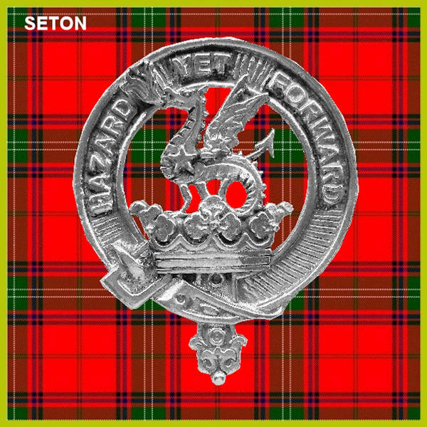 Seton 5 oz Round Clan Crest Scottish Badge Flask