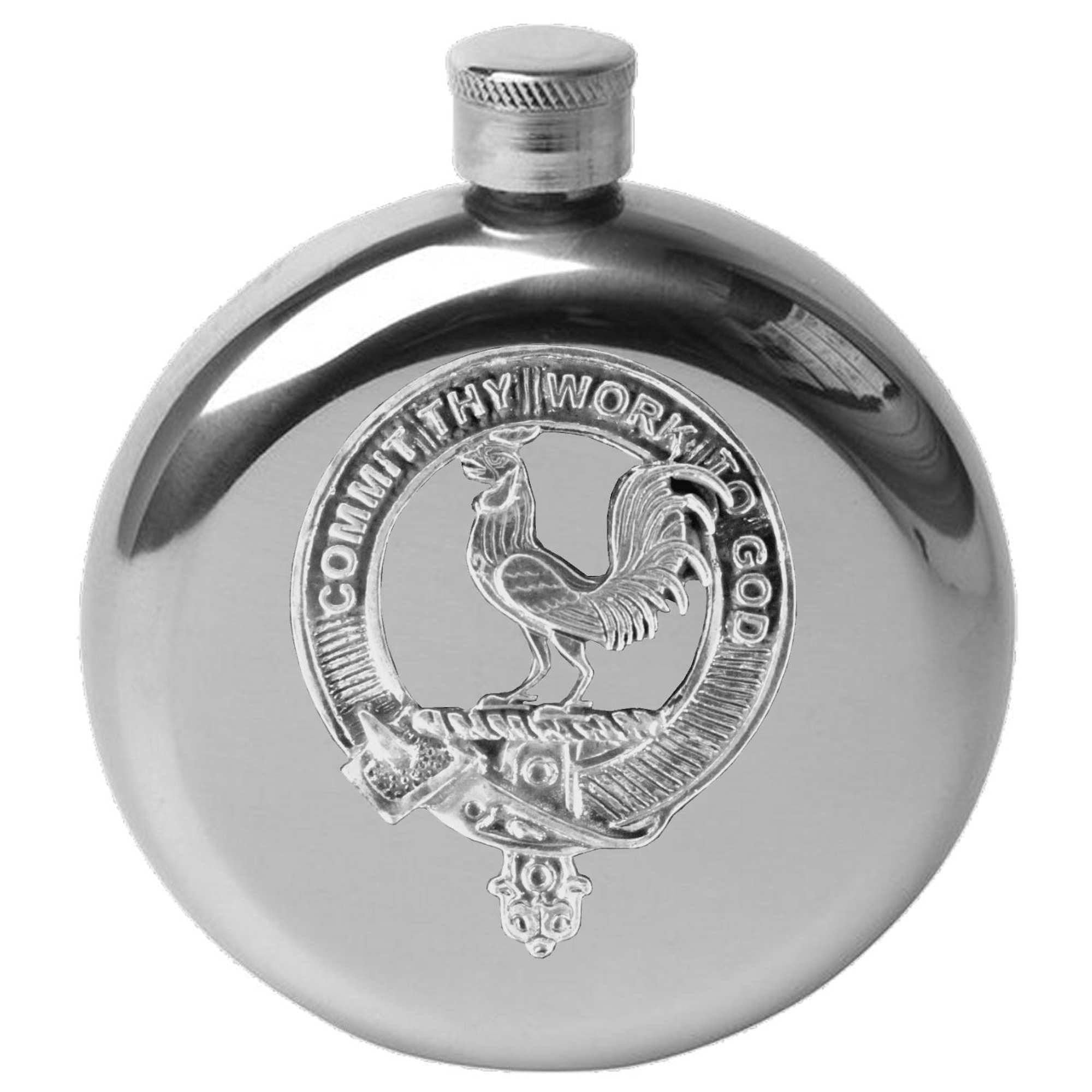 Sinclair 5 oz Round Clan Crest Scottish Badge Flask