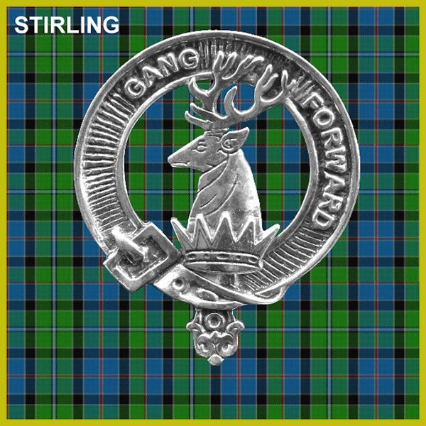 Stirling 5 oz Round Clan Crest Scottish Badge Flask