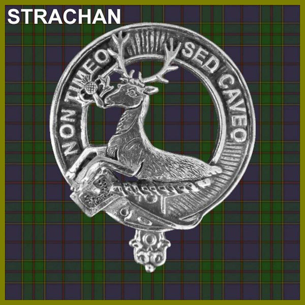 Strachan 5 oz Round Clan Crest Scottish Badge Flask