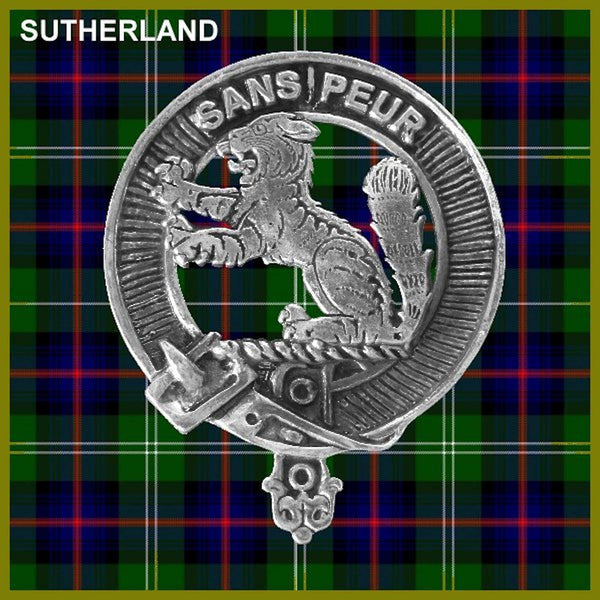Sutherland 5 oz Round Clan Crest Scottish Badge Flask