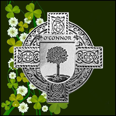 O'Connor Offlay Irish Family Coat Of Arms Celtic Cross Badge