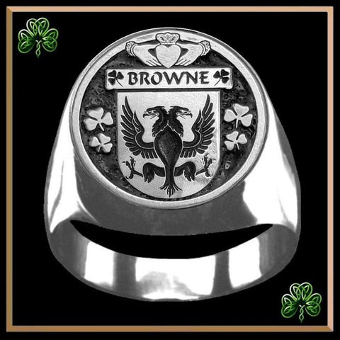 Brown Irish Coat of Arms Gents Ring IC100