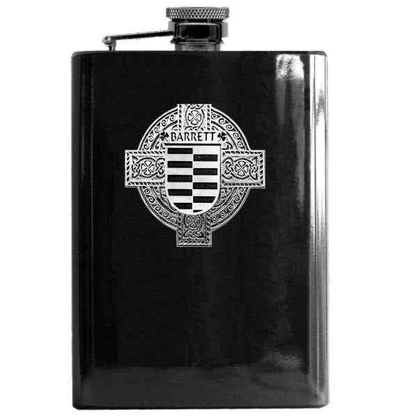 Barrett Irish Celtic Cross Badge 8 oz. Flask Green, Black or Stainless