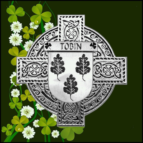 Tobin Irish Celtic Cross Badge 8 oz. Flask Green, Black or Stainless