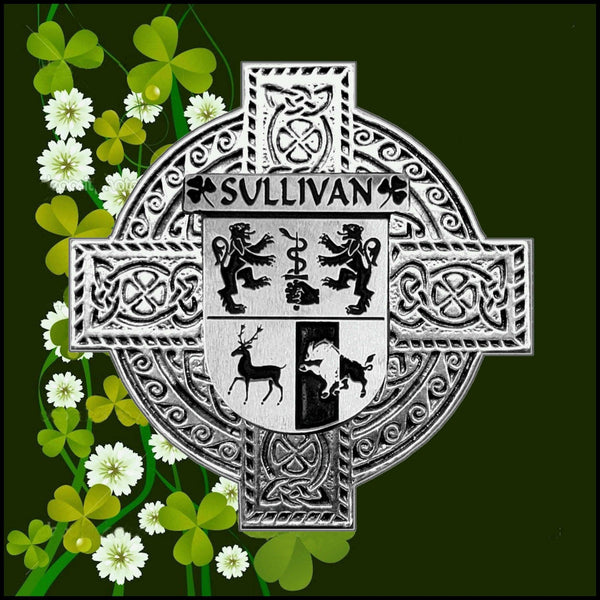 Sullivan Irish Celtic Cross Badge 8 oz. Flask Green, Black or Stainless