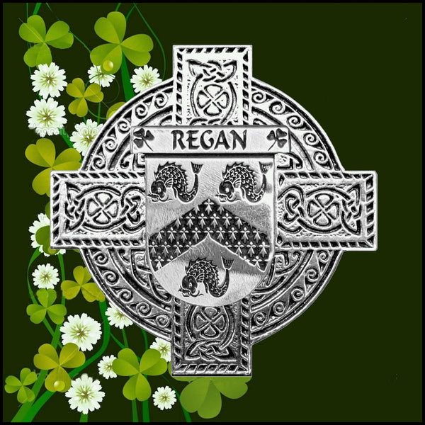 Regan Irish Celtic Cross Badge 8 oz. Flask Green, Black or Stainless