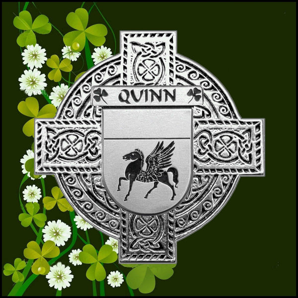 Quinn Irish Celtic Cross Badge 8 oz. Flask Green, Black or Stainless