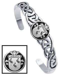 Ahearne Irish Coat of Arms Disk Cuff Bracelet - Sterling Silver