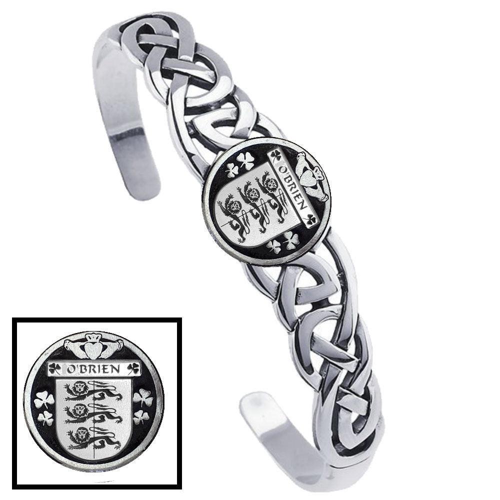 O'Brien Irish Coat of Arms Disk Cuff Bracelet - Sterling Silver