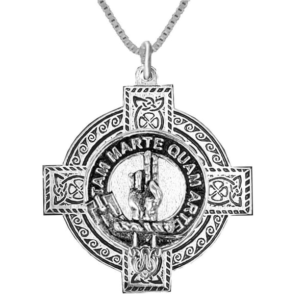 Logie Clan Crest Celtic Cross Pendant Scottish ~ CLP04
