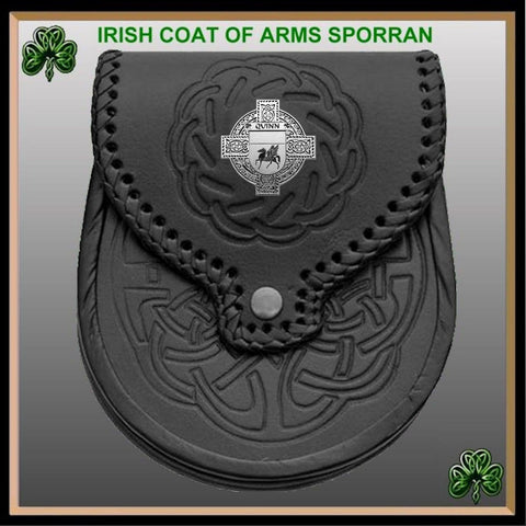 Quinn Irish Coat of Arms Sporran, Genuine Leather