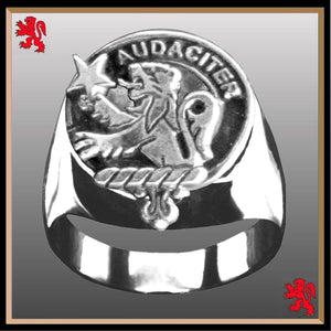 Ewing Scottish Clan Crest Ring GC100  ~  Sterling Silver and Karat Gold