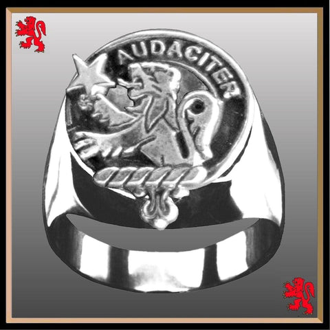 Ewing Scottish Clan Crest Ring GC100  ~  Sterling Silver and Karat Gold